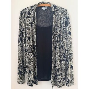 JM Collection Print Knit Cardigan/Tank Set Size Large‎ Holiday Glam